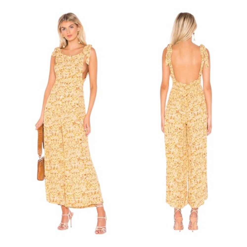 Free People Sugar Sands Wide Leg Jumpsuit In Honey